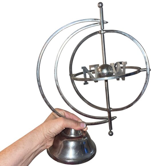 MCM Vintage Armillary W S E N World Globe Directional Metal Sphere Display - Picture 5 of 8